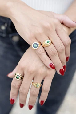 Alara Sunburst Emerald Ring