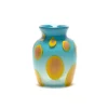 Aqua Vase with Yellow and Pink Spots