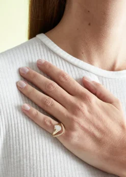 Baby Pear and Mini Diamond Wave Ring