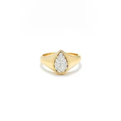 Baby Pear and Mini Diamond Wave Ring