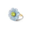 Big Daisy Blue Opal & Peridot Flower Ring
