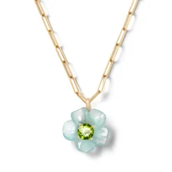 Big Island Aquamarine & Peridot Flower Pendant