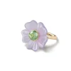 Big Signature Yttrium Fluorite & Tourmaline Flower Ring