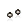 Black Enamel and Diamond Hexagon "Queen" Stud