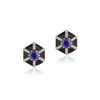 Black Enamel and Tanzanite Hexagon "Queen" Stud