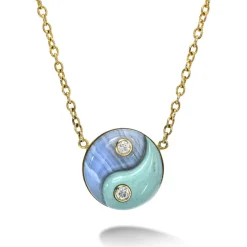 Blue Lace Agate & Milky Turquoise Yin Yang Pendant