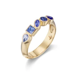 Blue Sapphire Multi-Shape Bezel Band