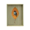 Blue Vide Poche with Embroidered Leaf Bird
