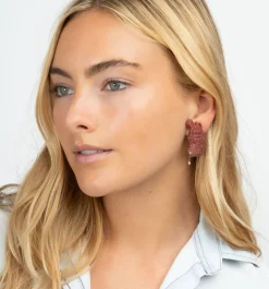 Carved Red Bird Earrings