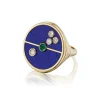 Compass Signet Ring- Lapis & Emerald
