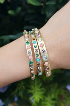 Coral, Emerald & Diamond Gypsy Bangle