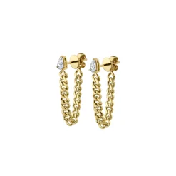 Cuban Link Loop Earrings w/ Diamonds