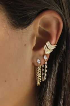 Cuban Link Loop Earrings w/ Diamonds