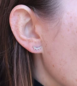 Curved Diamond Bar Stud