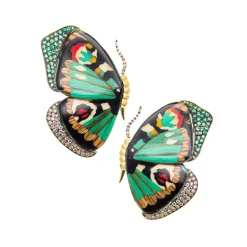 Diamond & Emerald Butterfly Earrings