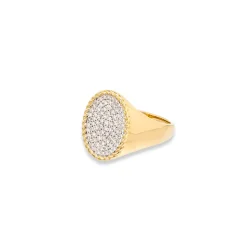 Diamond Oval Chevaliere Ring