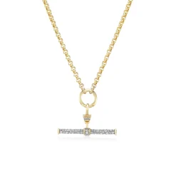 Diamond T-Bar Pendant with Anchor