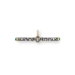 Diamond T-Bar Pendant with Emeralds