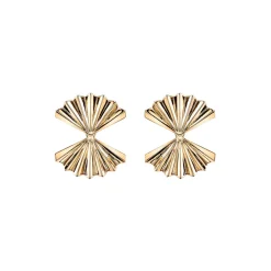 Double Fan Gold Earrings