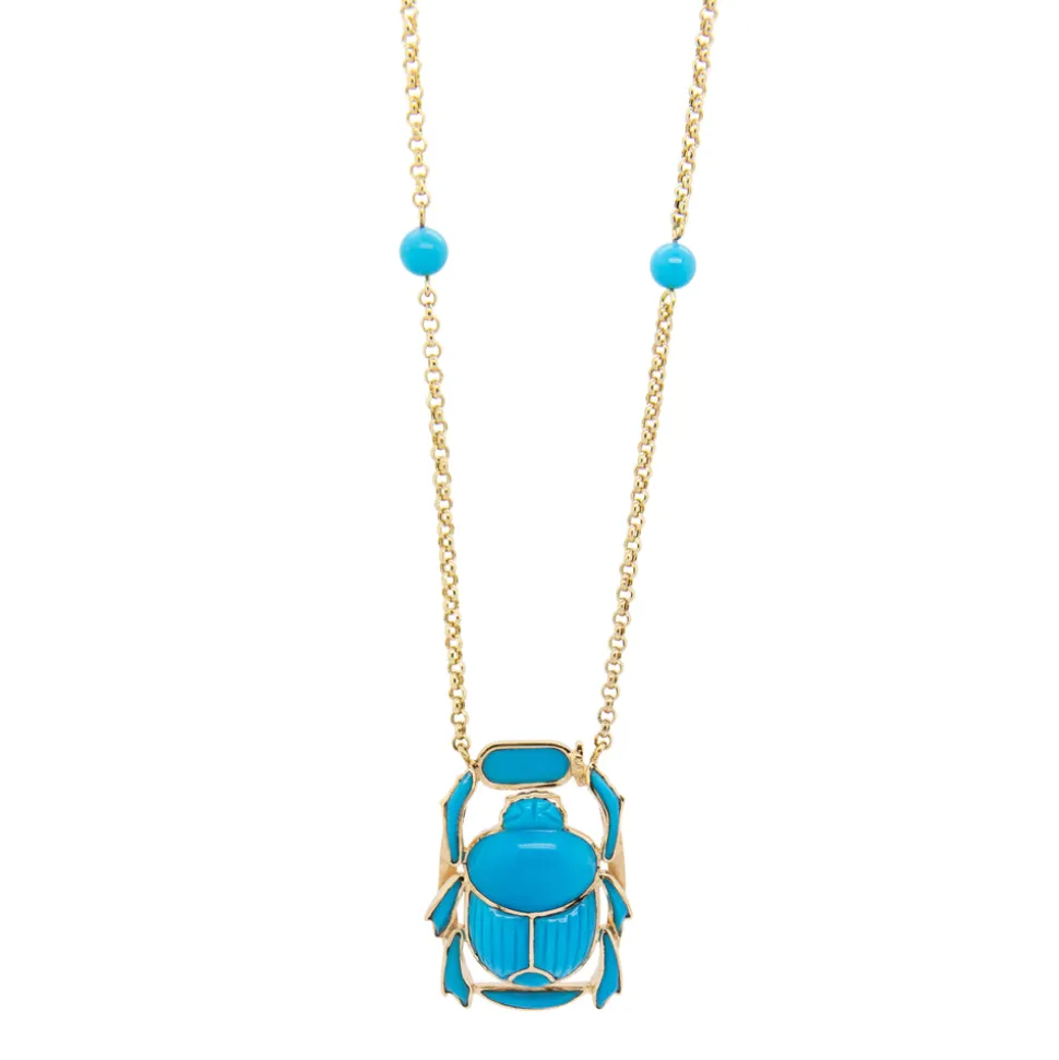 Egyptian Scarab Necklace with Turquoise