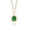 Emerald Cushion Cut Pendant Necklace with Diamonds