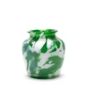 Emerald Vase with White/Teal Strokes