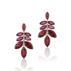 Faceted Marquise Garnet Earrings with Diamonds