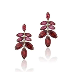 Faceted Marquise Garnet Earrings with Diamonds