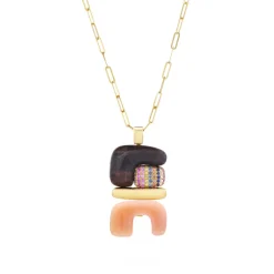 Fire Totem Pendant with Rainbow Sapphires