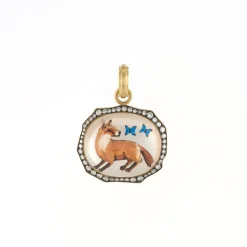 Fox with Butterflies Pendant