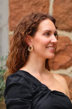 Gold Record Forward Facing Earrings