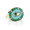 Green Eye Enamel Ring