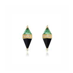 Green Quartz and Black Onyx Pietra Studs