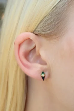 Green Quartz and Black Onyx Pietra Studs