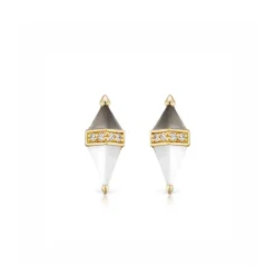 Grey Moonstone and White Onyx Pietra Studs
