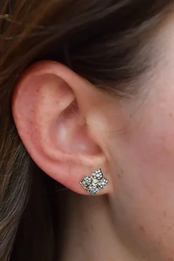 Hail Storm Piccolo Fiore Studs in Black Rhodium