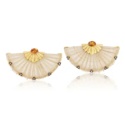 Ivory Horse Mane Earrings with Citrine