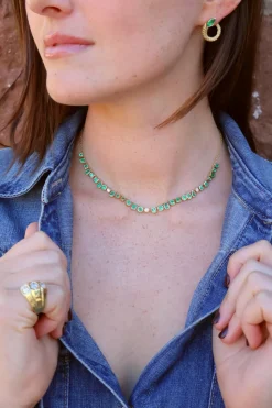 Jardin Emerald & Diamond Bezel Set Necklace
