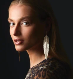 Large Feather Drop Earrings