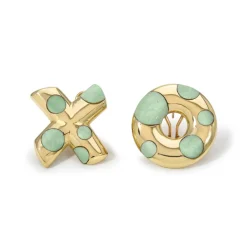 Large Polka Dot XO Earrings in Green Turquoise