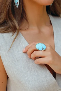 Lavender Turquoise Ring with Diamond Border