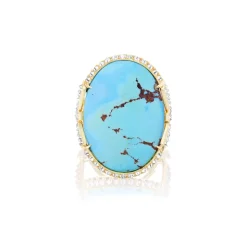 Lavender Turquoise Ring with Diamond Border