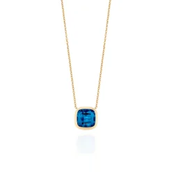 London Blue Topaz Cushion Pendant Necklace