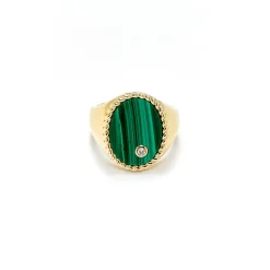 Malachite Chevaliere Signet Ring