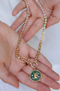 Malachite Lucky Pup Charm