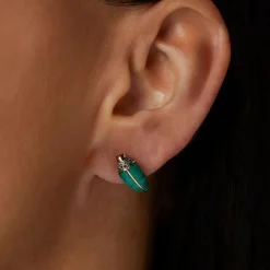 Malachite Mini Scarab Stud