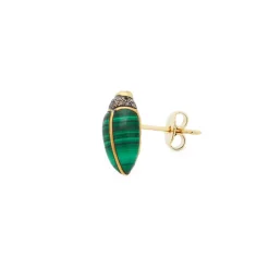 Malachite Mini Scarab Stud