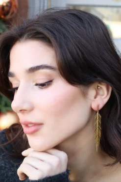 Medium Feather Drop Earrings