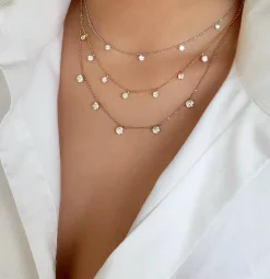 Medium Floating Diamond Necklace- White Gold