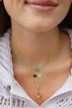 Mini Compass Pendant- Green Turquoise